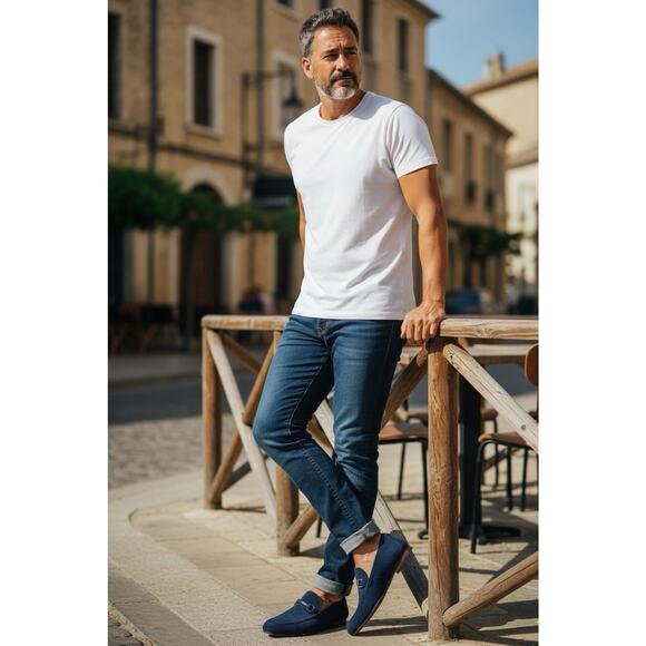 Stacy Adams Wydell Dress Shoes Mens Sz 9 Navy Suede Loafers Slip On 25588-415 - Picture 3 of 10